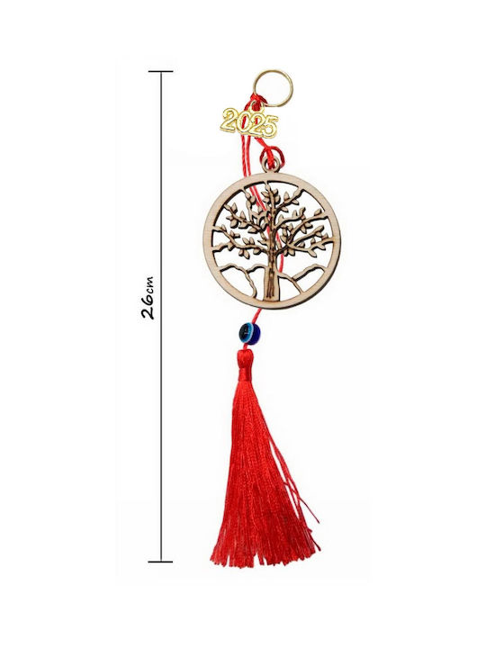 2025 Lucky Charm Handmade Wooden Tree of Life with Red Tassels 26cm Tatu Moyo