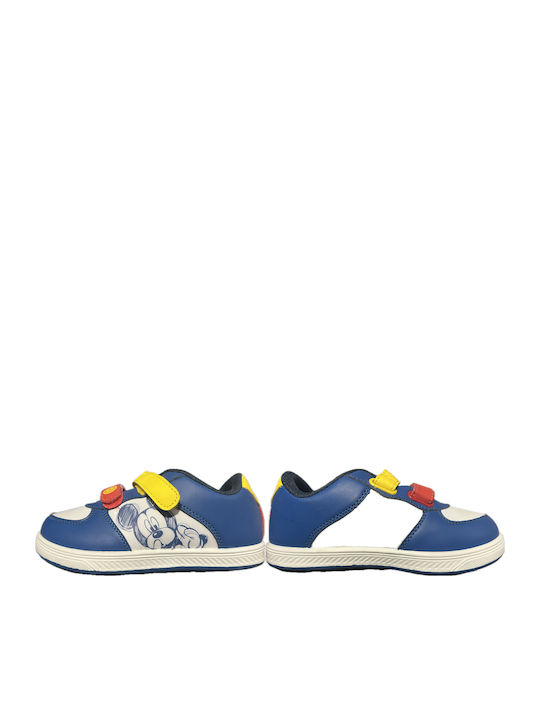 Mickey Mouse Kids Sneakers with Hoop & Loop Closure Blue