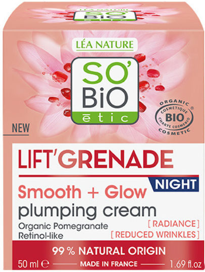 So'Bio Etic Lift'Grenade Κρέμα Προσώπου Νυκτός για Ενυδάτωση & Λάμψη με Ρετινόλη 50ml