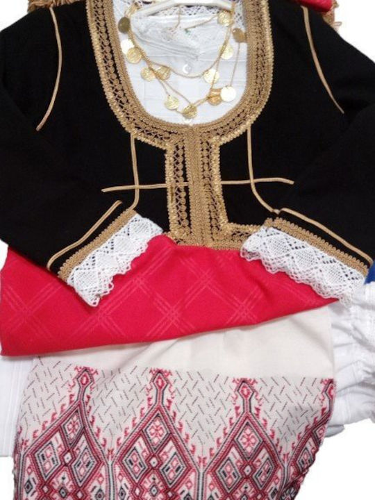 Traditional Kids Costume Cretan girl with Scarf with 1 Row Necklace