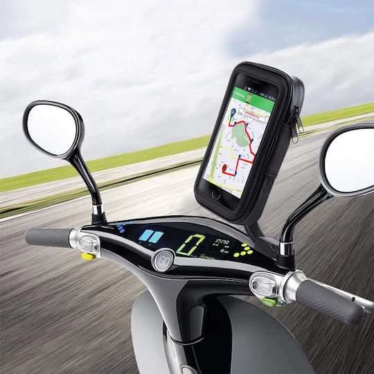 Waterproof Rearview Mirror Holder Motorcycle Scooter Black