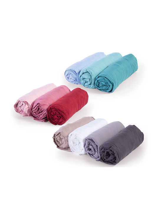 Nef-Nef Homeware Sheet Double with Elastic 140x200+30cm. Jersey L.blue
