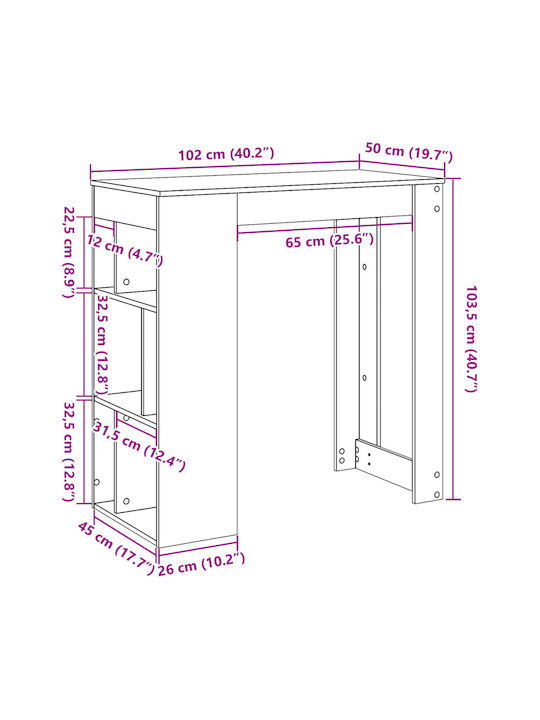 Table Bar Wooden Grey Sonoma 102x50x103.5cm
