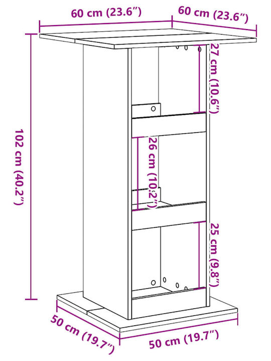 Table Bar Wooden Coffee 60x60x102cm