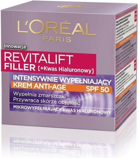 L'Oreal Paris Revitalift Filler Ανδρική Κρέμα Προσώπου Ημέρας με SPF50 για Αντιγήρανση & Πανάδες με Υαλουρονικό Οξύ 50ml