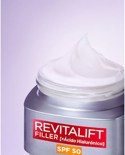 L'Oreal Paris Revitalift Filler Ανδρική Κρέμα Προσώπου Ημέρας με SPF50 για Αντιγήρανση & Πανάδες με Υαλουρονικό Οξύ 50ml
