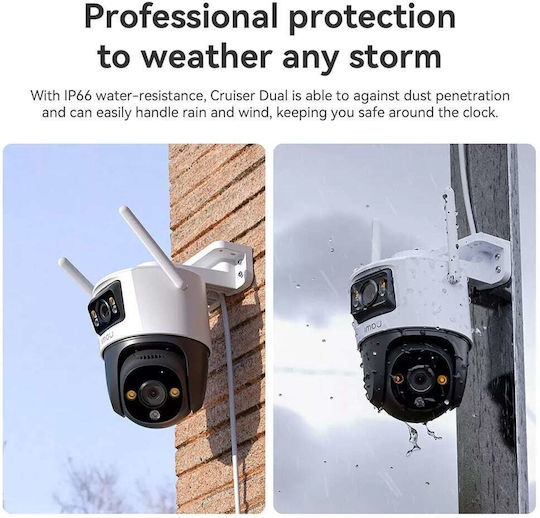 Imou Cruiser Dual IP Dual Κάμερα Παρακολούθησης Wi-Fi 3+3MP Αδιάβροχη με Αμφίδρομη Επικοινωνία και Φακό 3.6mm
