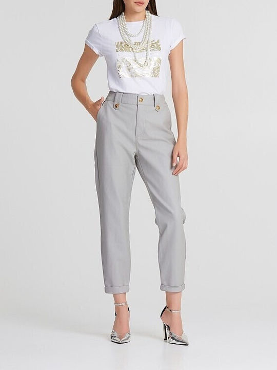 Women's Chino Trousers with Elastic Regular Fit Gray