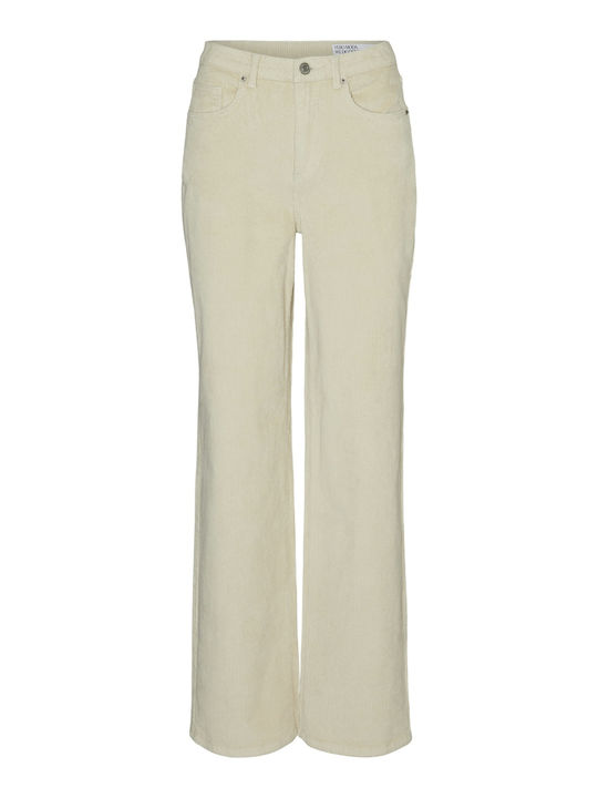 Vero Moda High Waist Women's Jean Trousers in Loose Fit Ecru