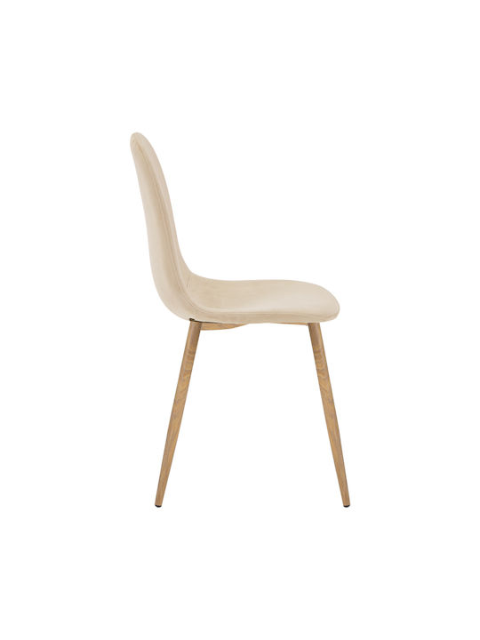 Bella Dining Room Velvet Chair Beige 43x52x88cm