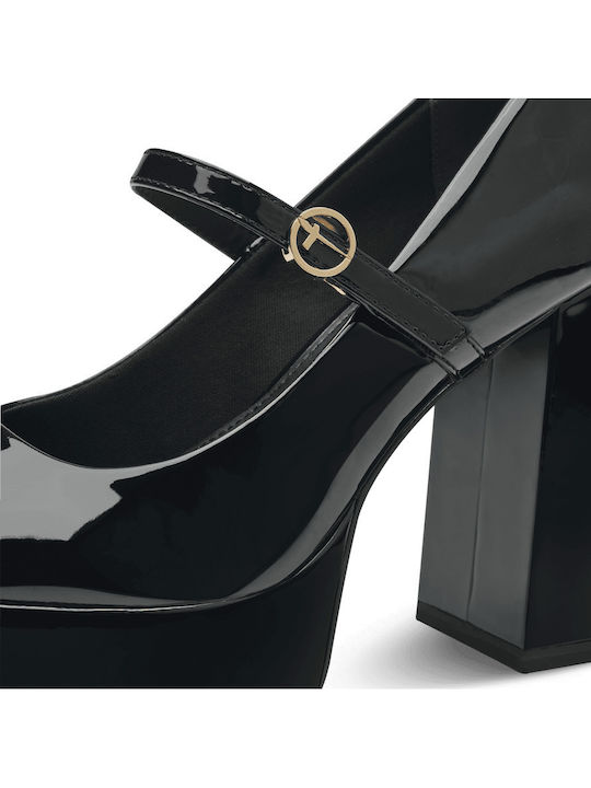 Pumps mit Riemchen & Chunky hoher Absatz Schwarz