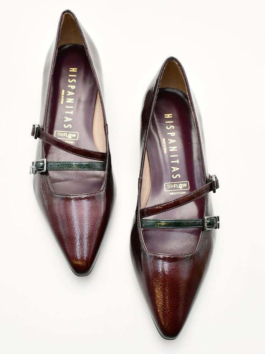 Patent Leather Burgundy Heels with Strap