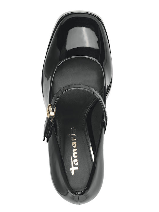 Pumps mit Riemchen & Chunky hoher Absatz Schwarz