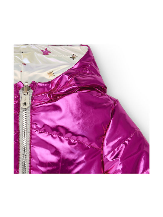 Kinder Freizeitjacke Beidseitig mit Kapuze Fuchsia