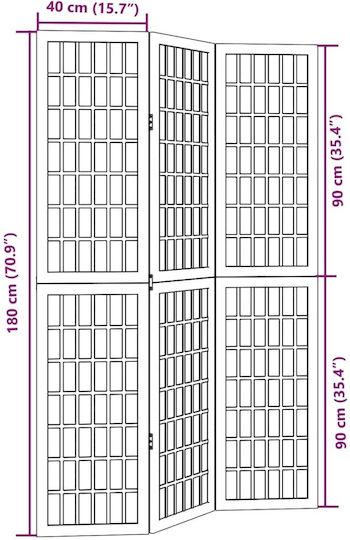 vidaXL Decorative Room Divider Wooden with 3 Panels 105x180cm