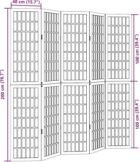 vidaXL Decorativ Paravan Lemn cu 5 Panouri 175x200cm