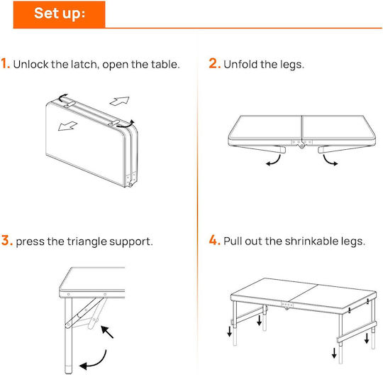 Table Product Dimensions 38.1 W X 83.8 L X 10.2 H cm Foldable Portable Beach Camping Holidays Trips Events Chairs Integrated Vk89