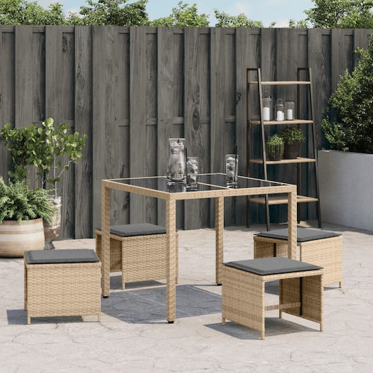 Σκαμπό Rattan 4τμχ 41x41x36cm Σκαμπό Rattan 4τμχ 41x41x36cm