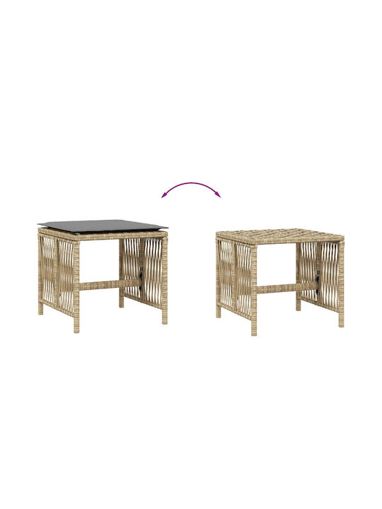 Băncuțe De Grădină Cub Pentru Exterior Rattan Cu Pernă Bej 4 Buc 41x41x36cm