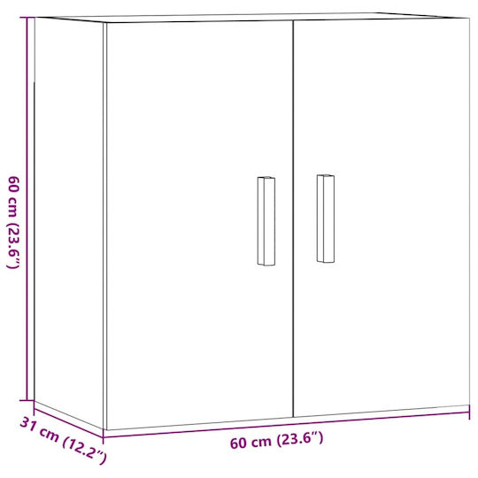 vidaXL Wood Bathroom Cabinet L60xW31xH60cm Brown