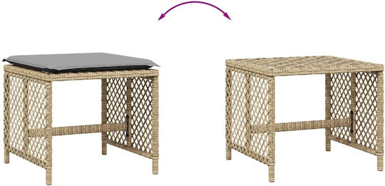 Σκαμπό Κύβος Εξωτερικού Χώρου Rattan με Μαξιλάρι Μπεζ 4τμχ 41x41x36cm