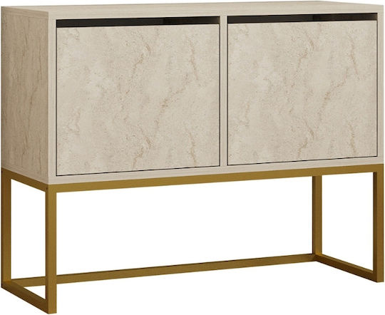 Zermat Wooden Console Table Beige Travertine - Gold L90xW34xH70cm