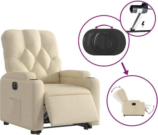 Relax Armchair with Footstool Cream 74x86.5x93.5cm