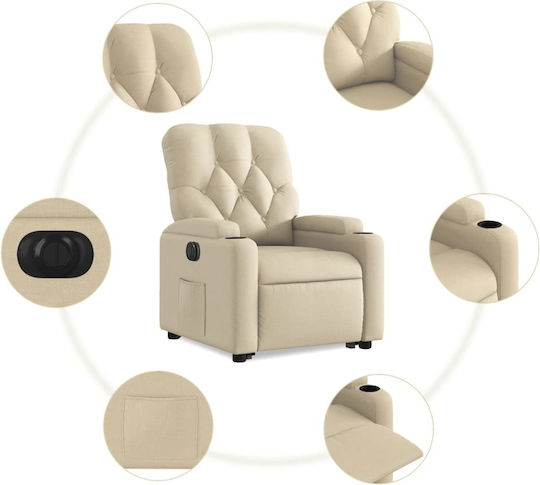 Relax Armchair with Footstool Cream 74x86.5x93.5cm