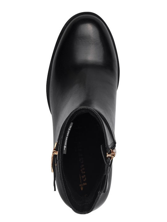Leather Women's Ankle Boots with High Heel Black
