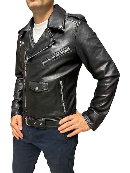Δερμάτινο Μπουφάν Biker Μαύρο