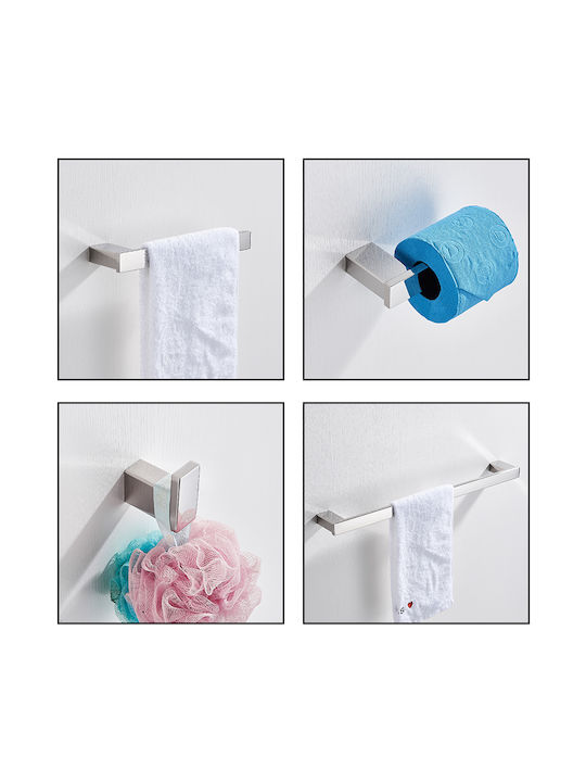 Set Accesorii Baie Metalic Argintiu 4buc