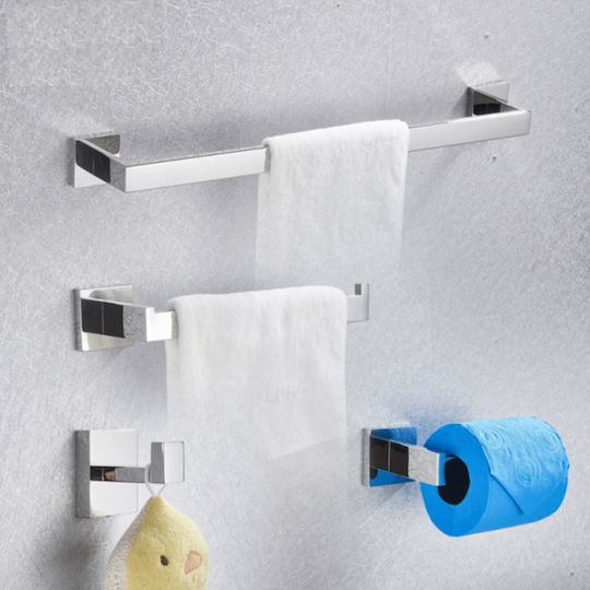 Badezimmer-Accessoire-Set Metall Silber 4Stück Badezimmer-Accessoire-Set Metall Silber 4Stück