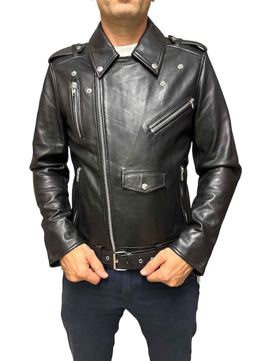 Δερμάτινο Μπουφάν Biker Μαύρο