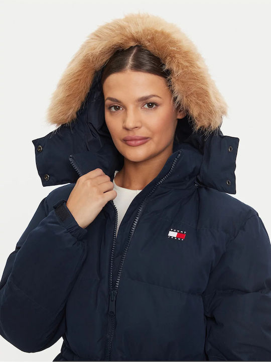 Tommy Hilfiger Women's Long Lifestyle Jacket for Winter Dark Night Navy