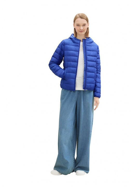 Women's Long Puffer Jacket for Winter with Hood Blue
