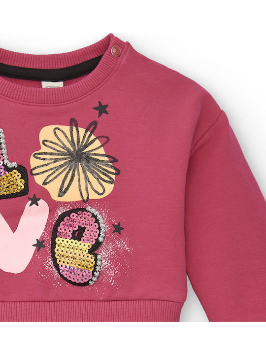 Children's Dress Sweatshirt Long Sleeve Tulle Fuchsia