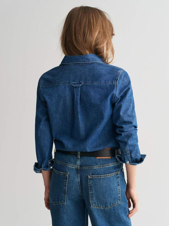 Μακρυμάνικο Γυναικείο Τζιν Πουκάμισο Denim Blue