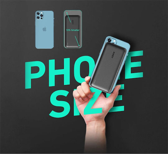 Aukey PB-N74S Basix Plus Baterie Externă 20000mAh 22.5W cu 2 Porturi de Ieșire USB-A și Port de Ieșire USB-C Încărcare Rapidă Neagră