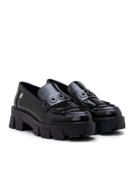 Cable Lackleder Damen Mokassins in Schwarz Farbe
