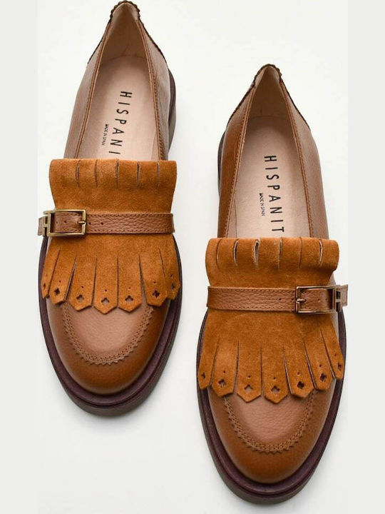 Leather Women's Loafers in Brown Color