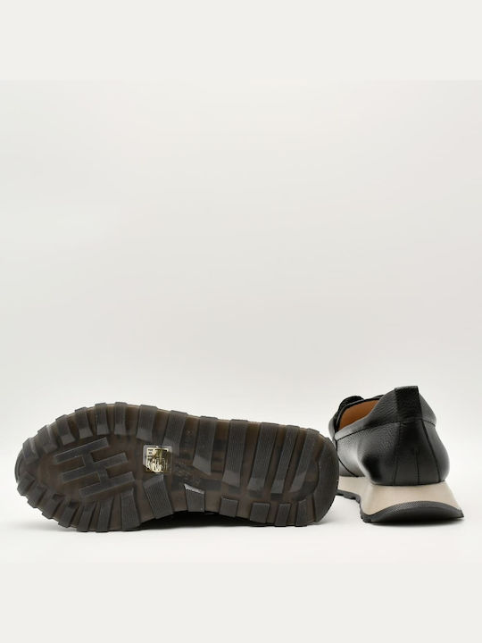 Leather Women's Loafers in Black Color
