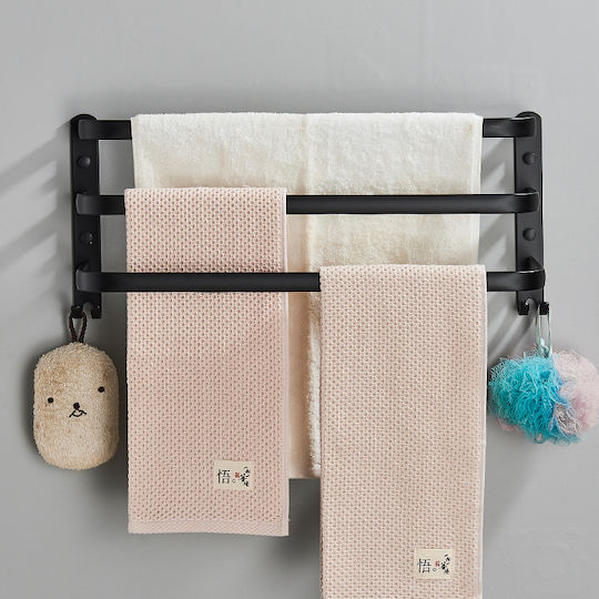 Schiene Badezimmer Dreifach Wandmontage Schrauben ​50x50cm Schwarz