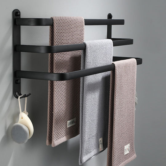 Schiene Badezimmer Dreifach Wandmontage Schrauben ​50x50cm Schwarz