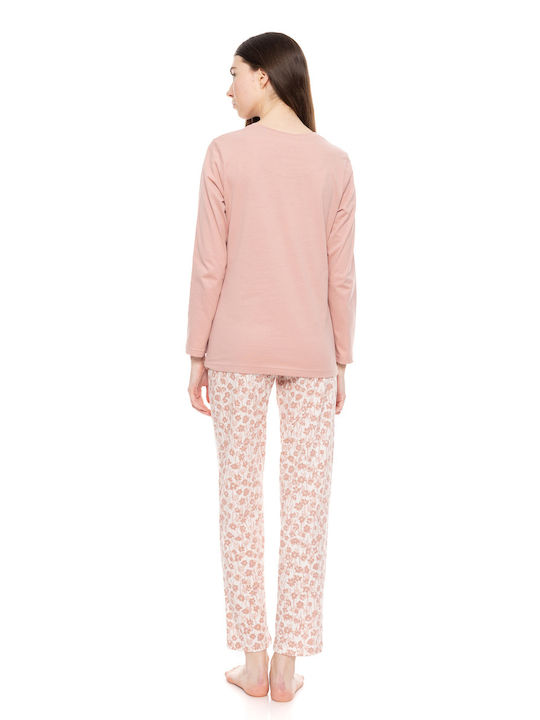 Pink Label Winter Baumwolle Damen Pyjama-Hose Rose