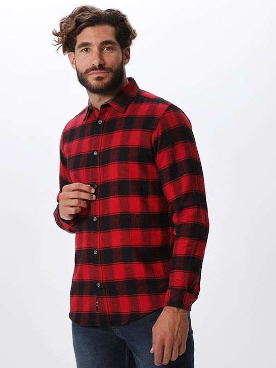 Van Hipster Long-sleeved Flannel Shirt Checked Red Black