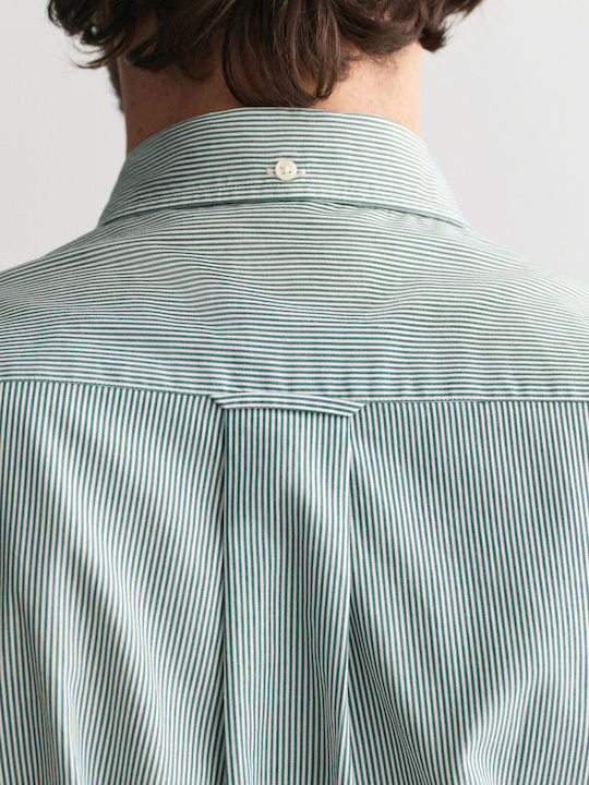 Long-sleeved Cotton Shirt Striped Green