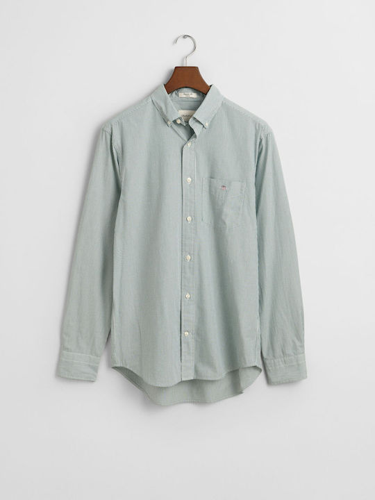 Long-sleeved Cotton Shirt Striped Green