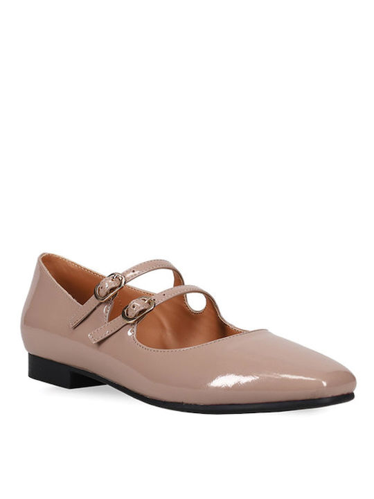 Migato Patent Leather Ballerinas With strap Brown