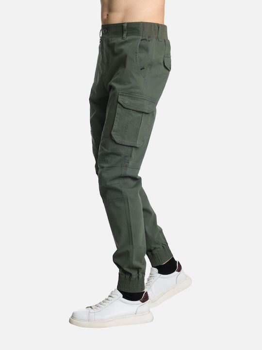 Paco & Co Men's Trousers Cargo Elastic in Regular Fit Olive