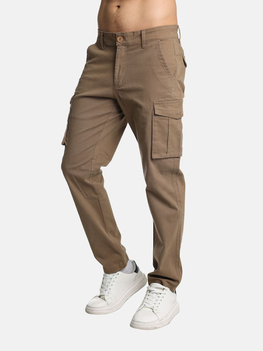 Paco & Co Men's Trousers Cargo Elastic in Regular Fit Camel